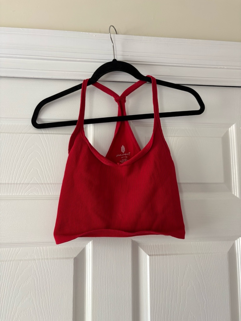 FP Movement by Free People Happiness Runs Red Ribbed Sweetheart Top